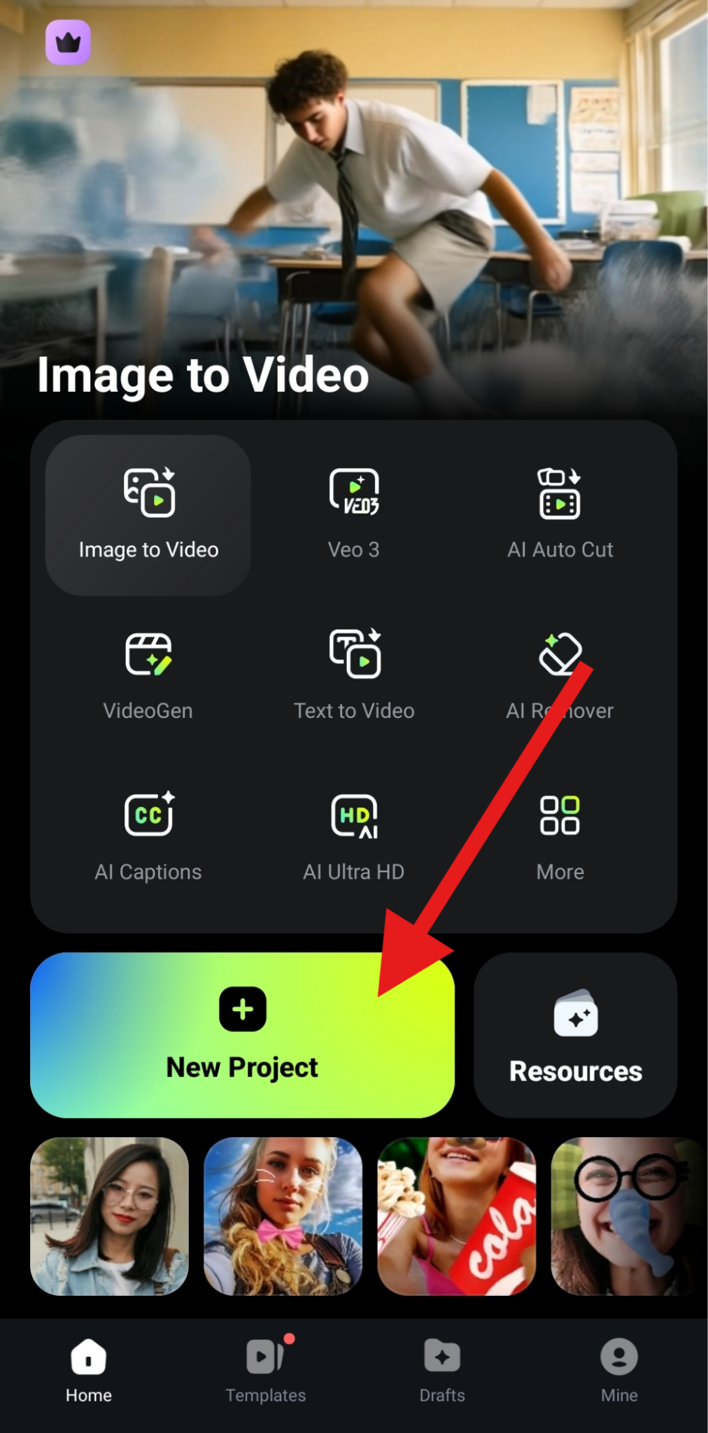 create a new project filmora mobile