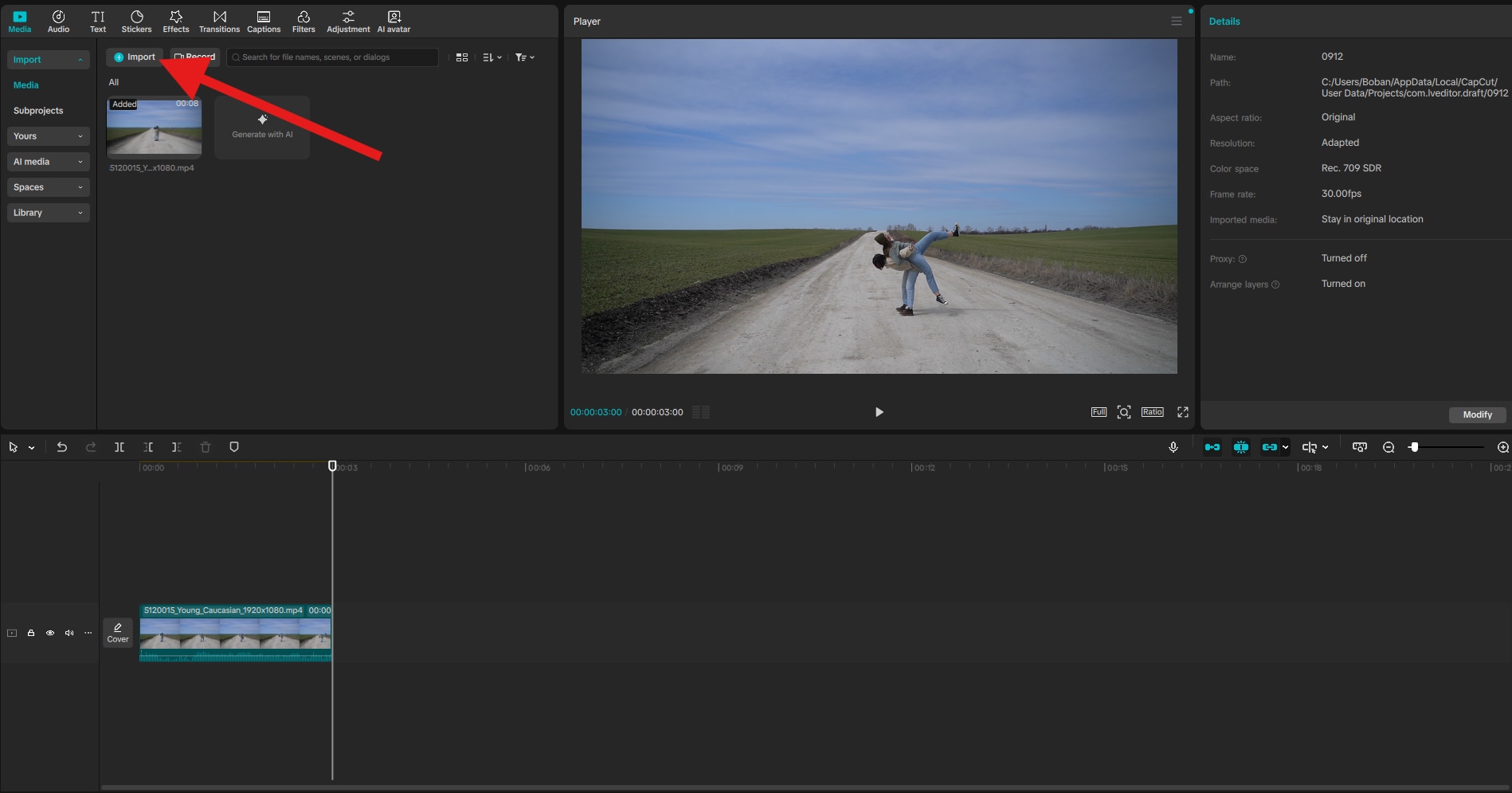 import image file to capcut project