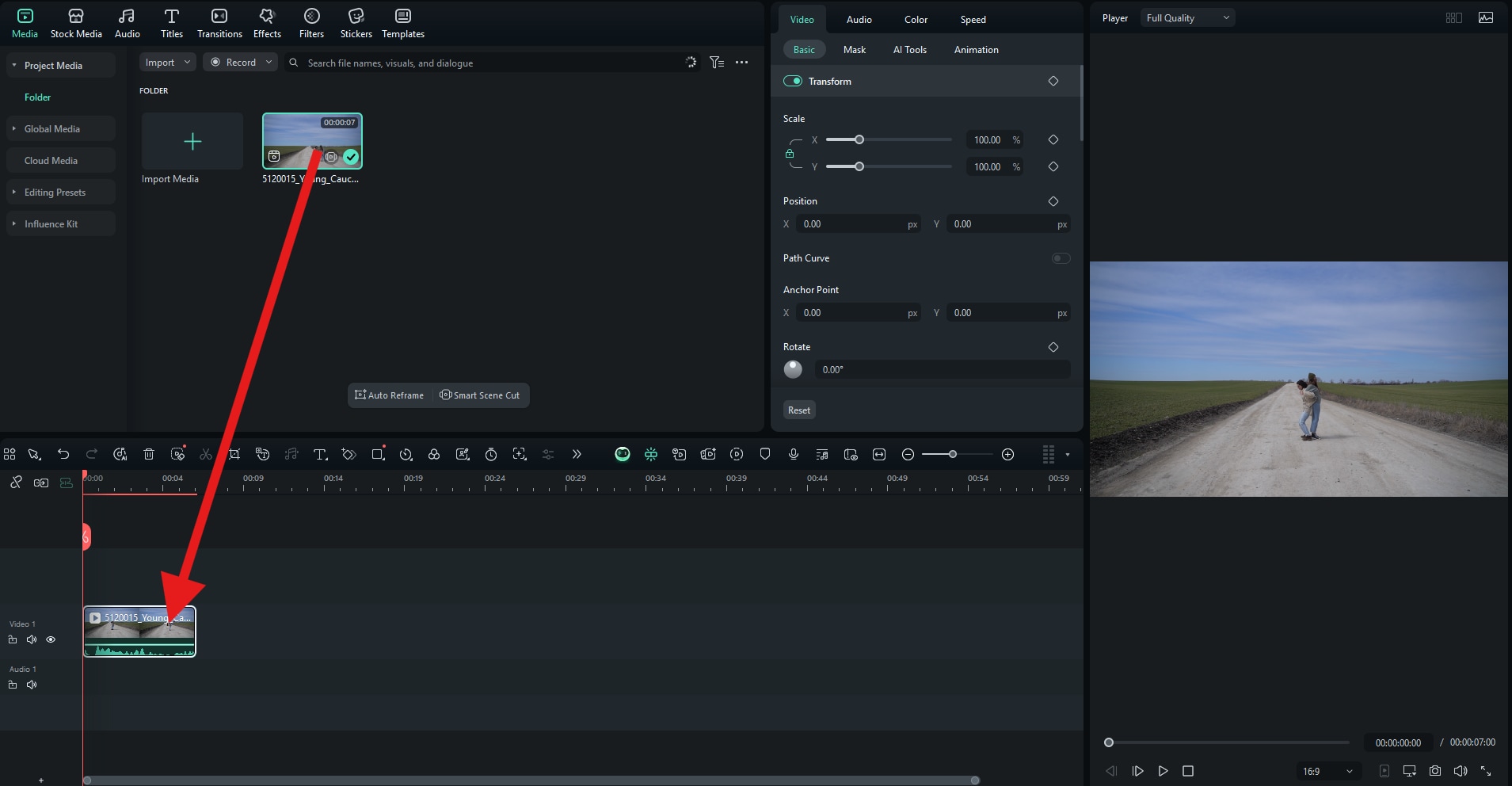 drag media files to timeline filmora