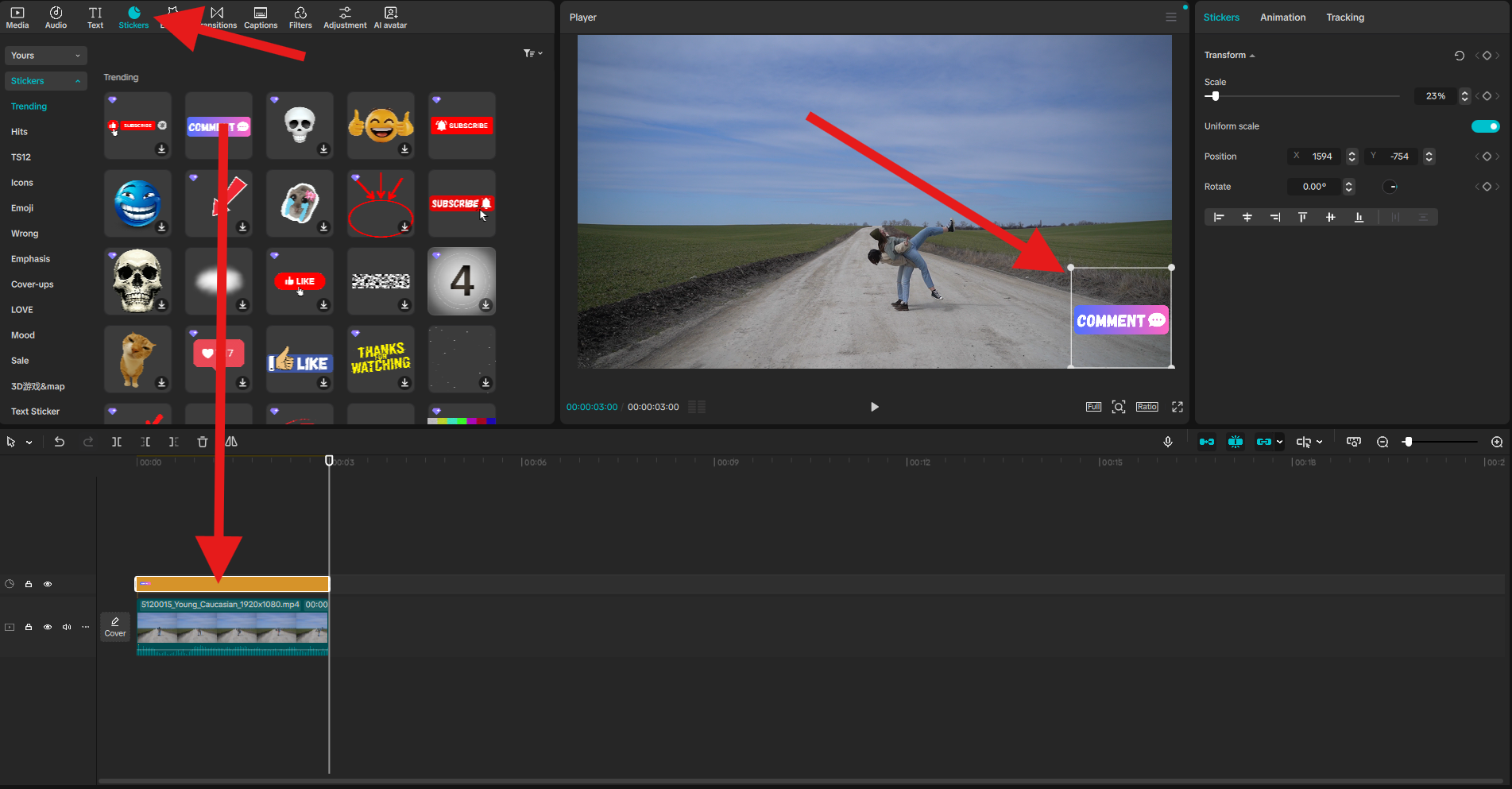 add sticker watermark in capcut pc