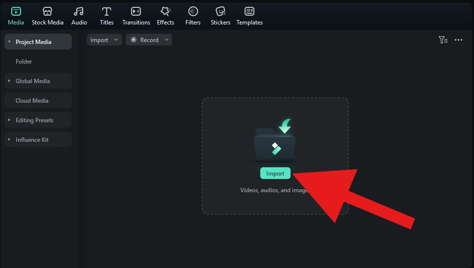 import media to a new project