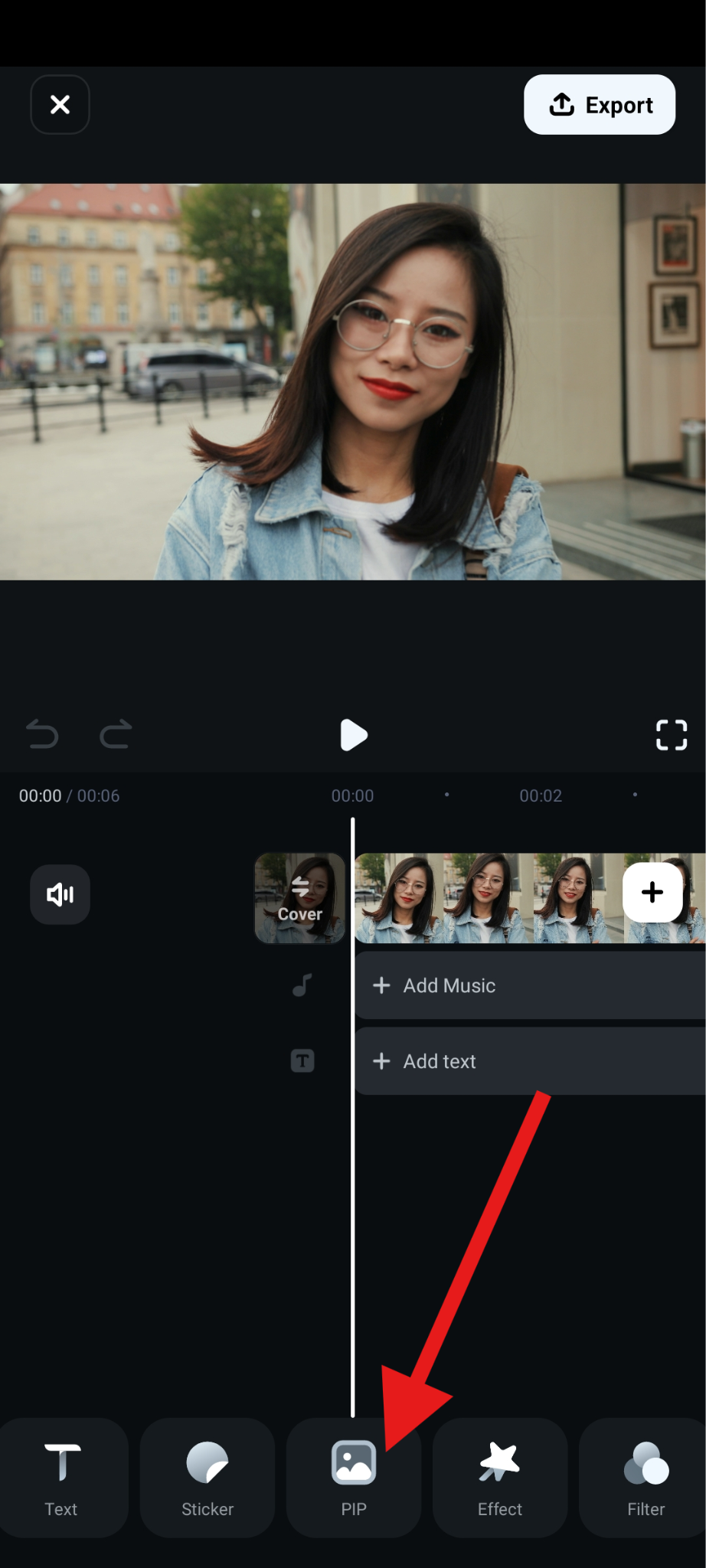 use pip feature using filmora mobile