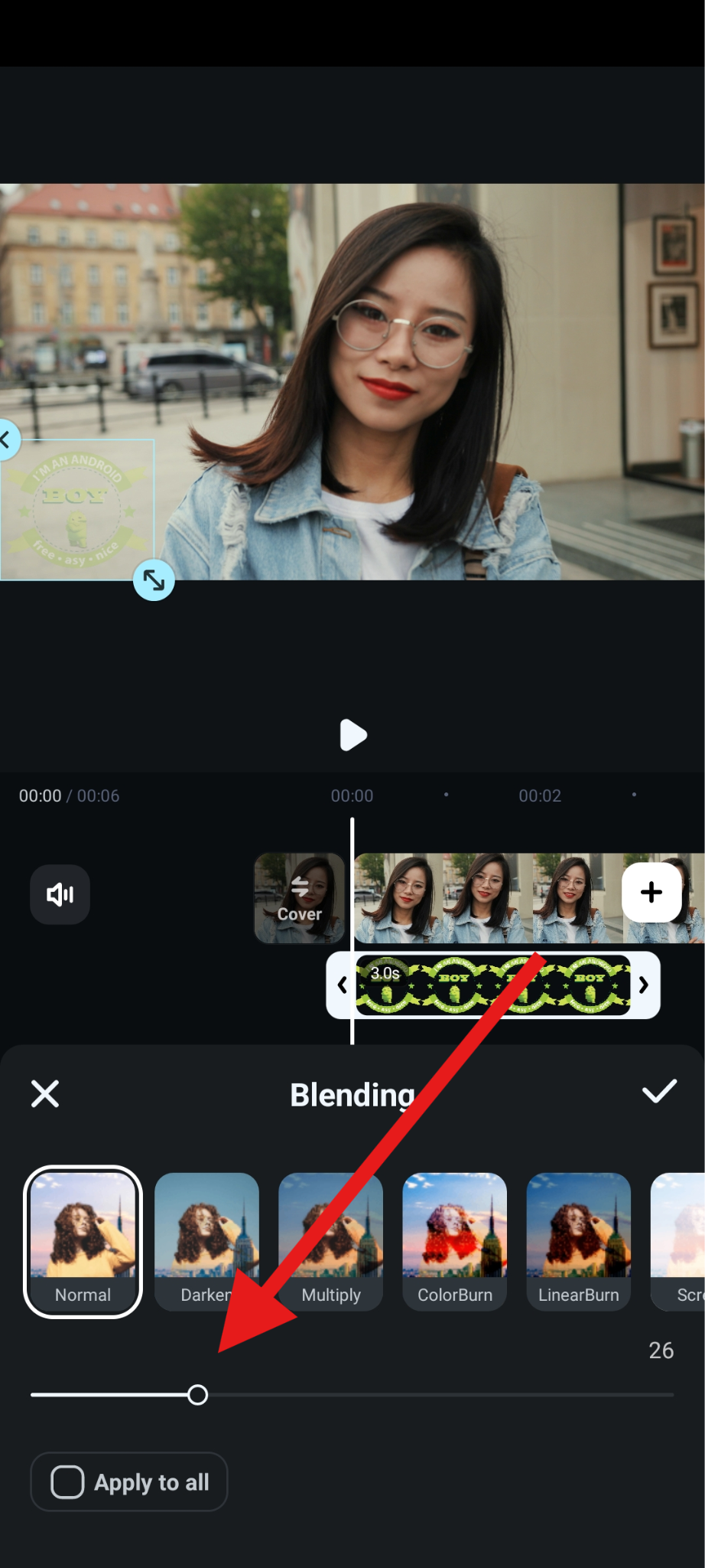 adjust watermark opacity in filmora mobile