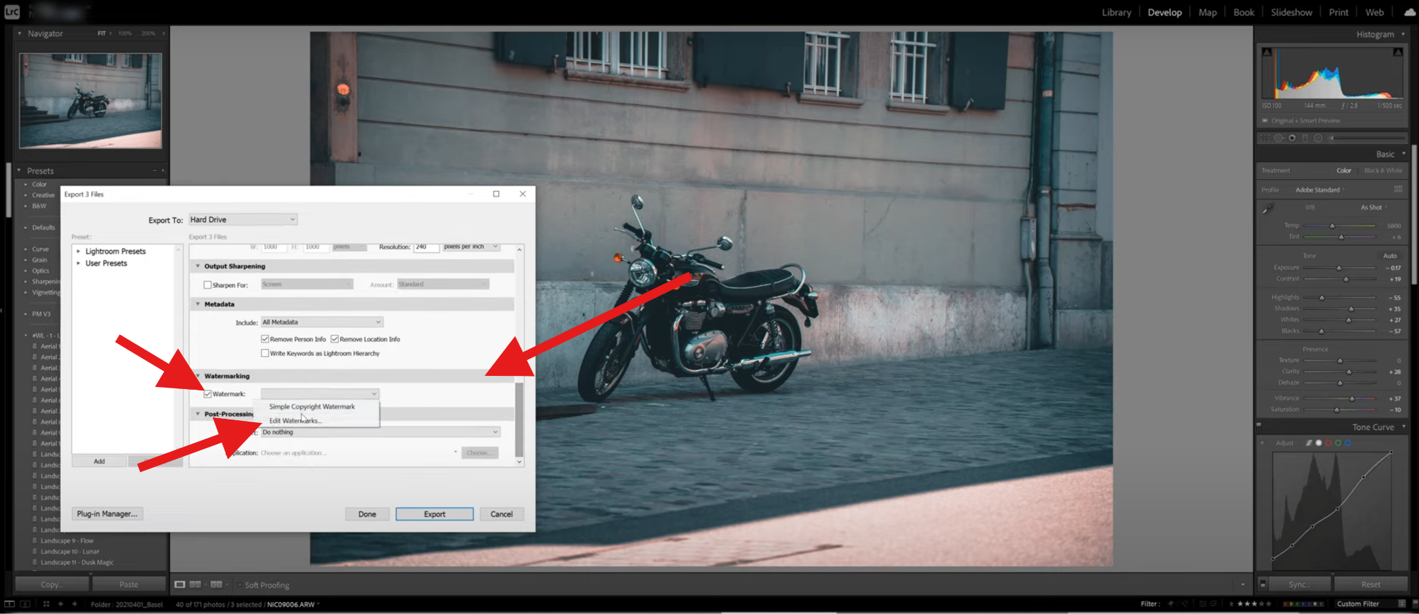 edit watermark in adobe lightroom classic