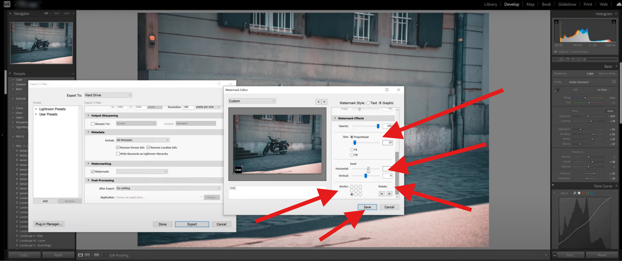 adjust the watermark lightroom classic pc