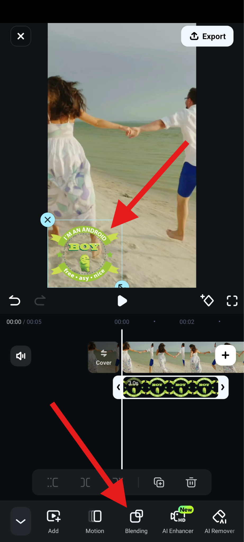 find and use blending feature mobile