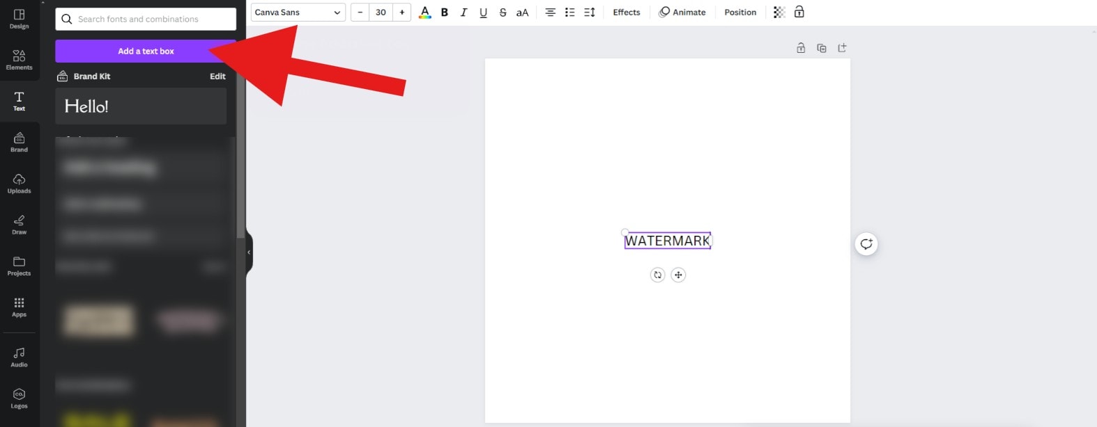 use canva add text to page