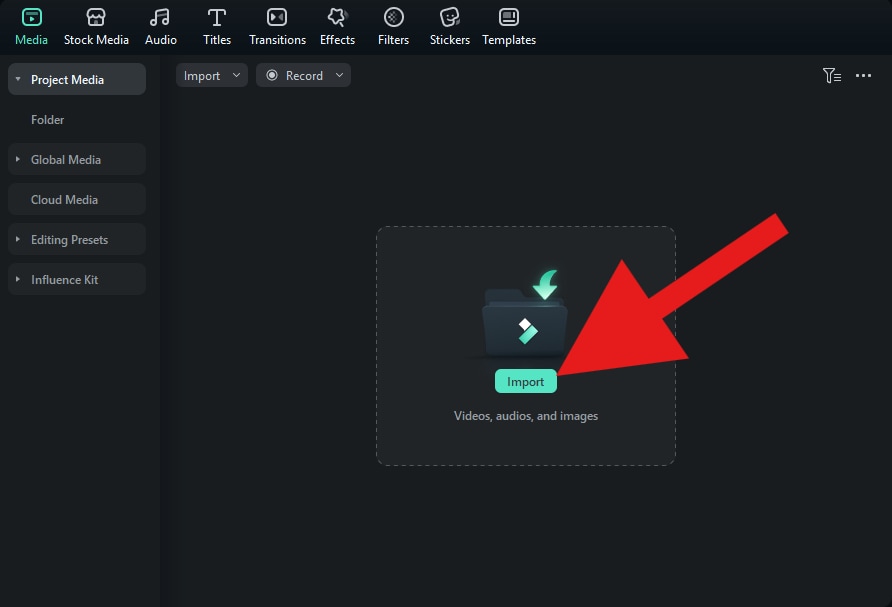 create a new project filmora desktop
