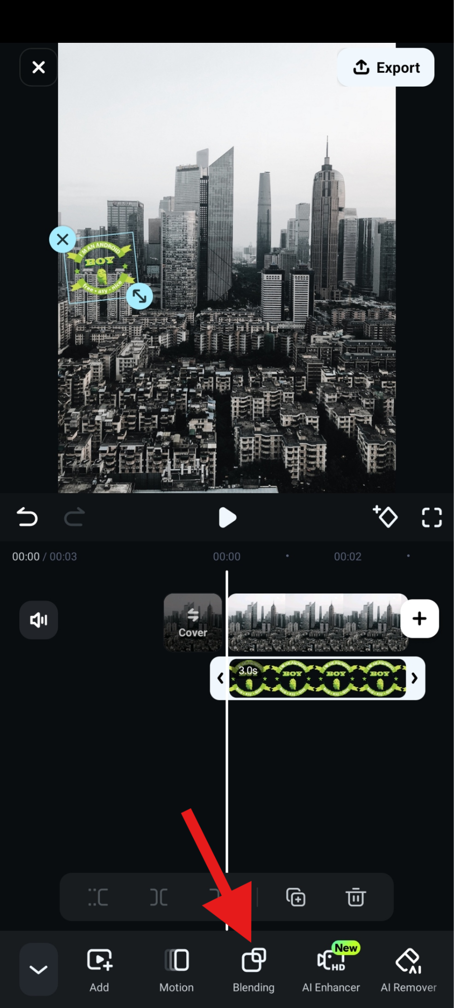 use blending feature in filmora mobile