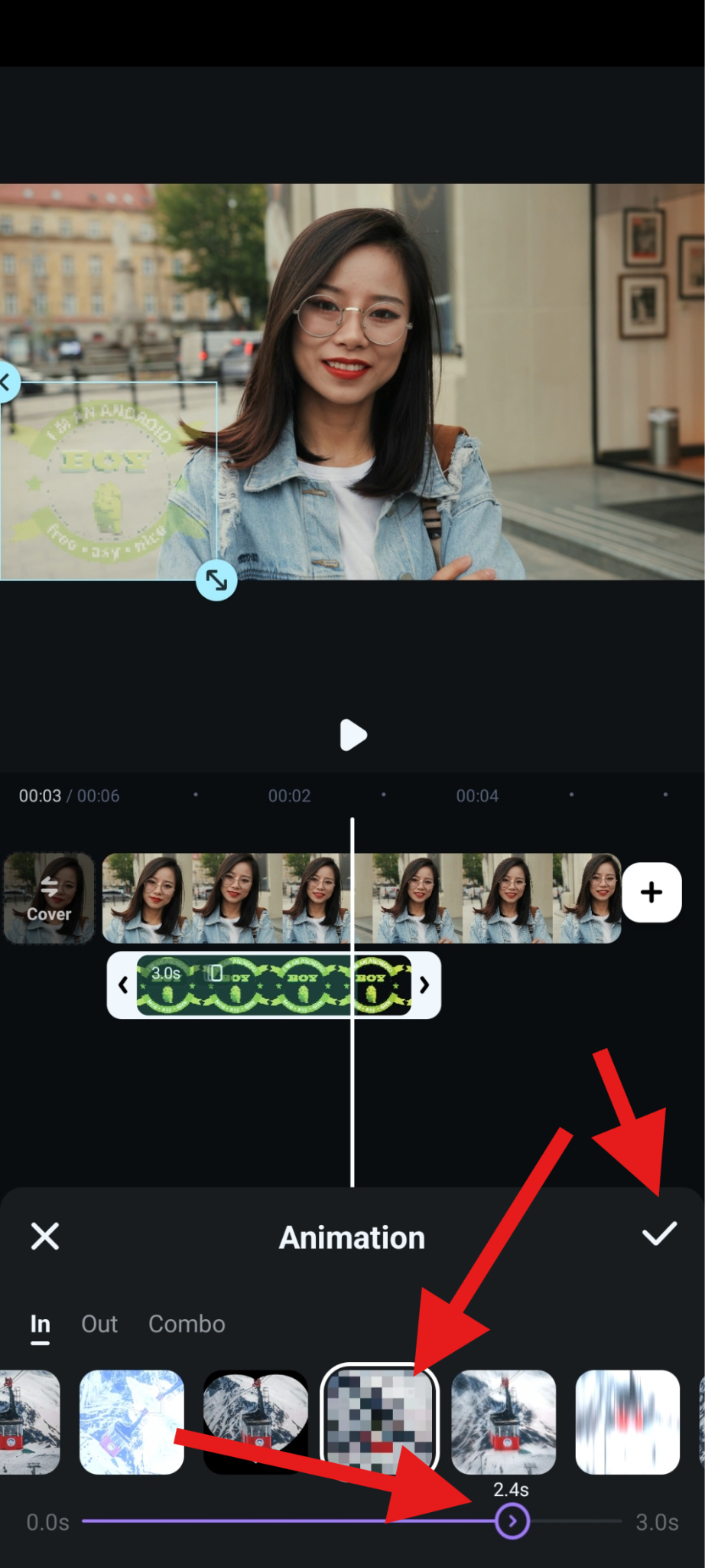 add animation to watermark filmora mobile