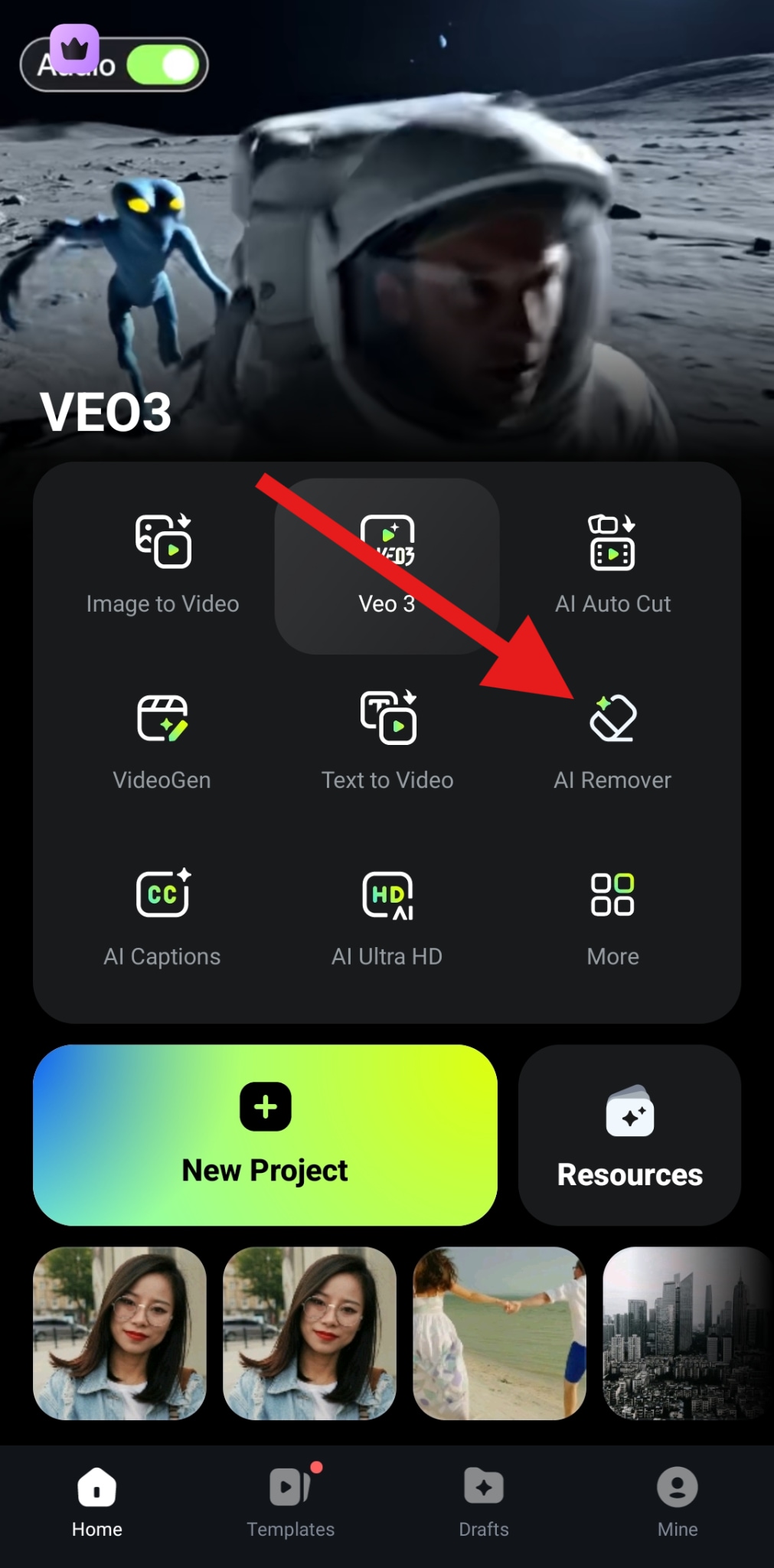 use ai remover feature filmora mobile