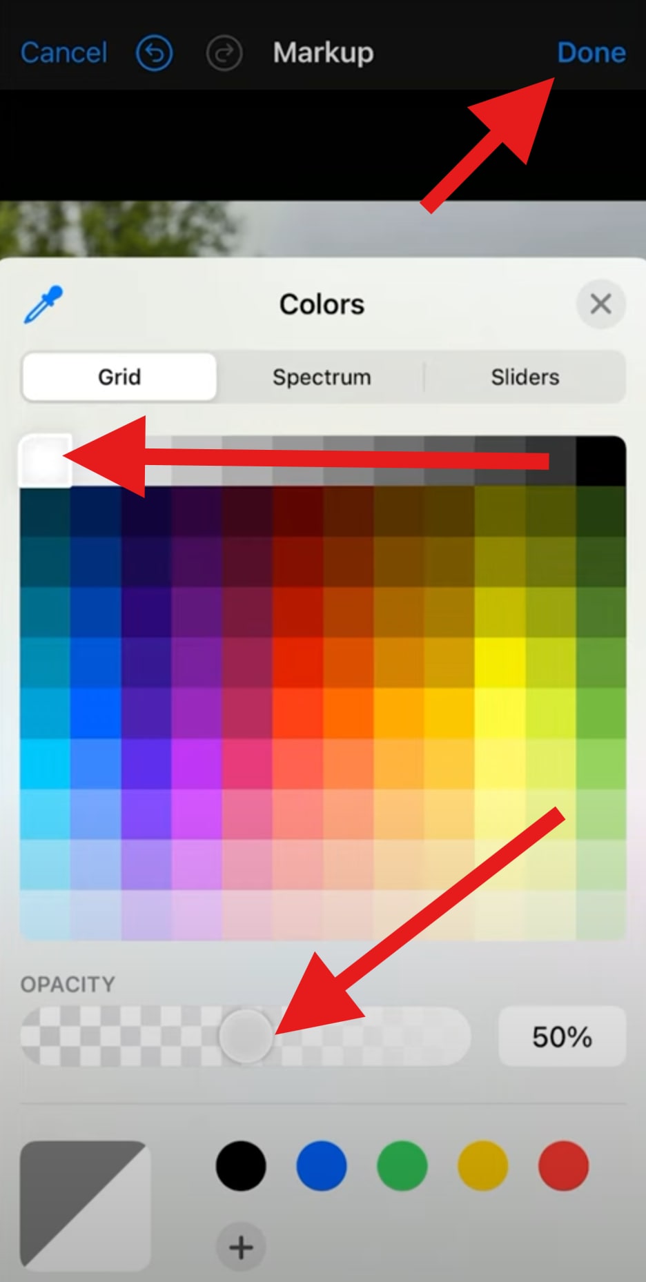 change text watermark opacity iphone photos