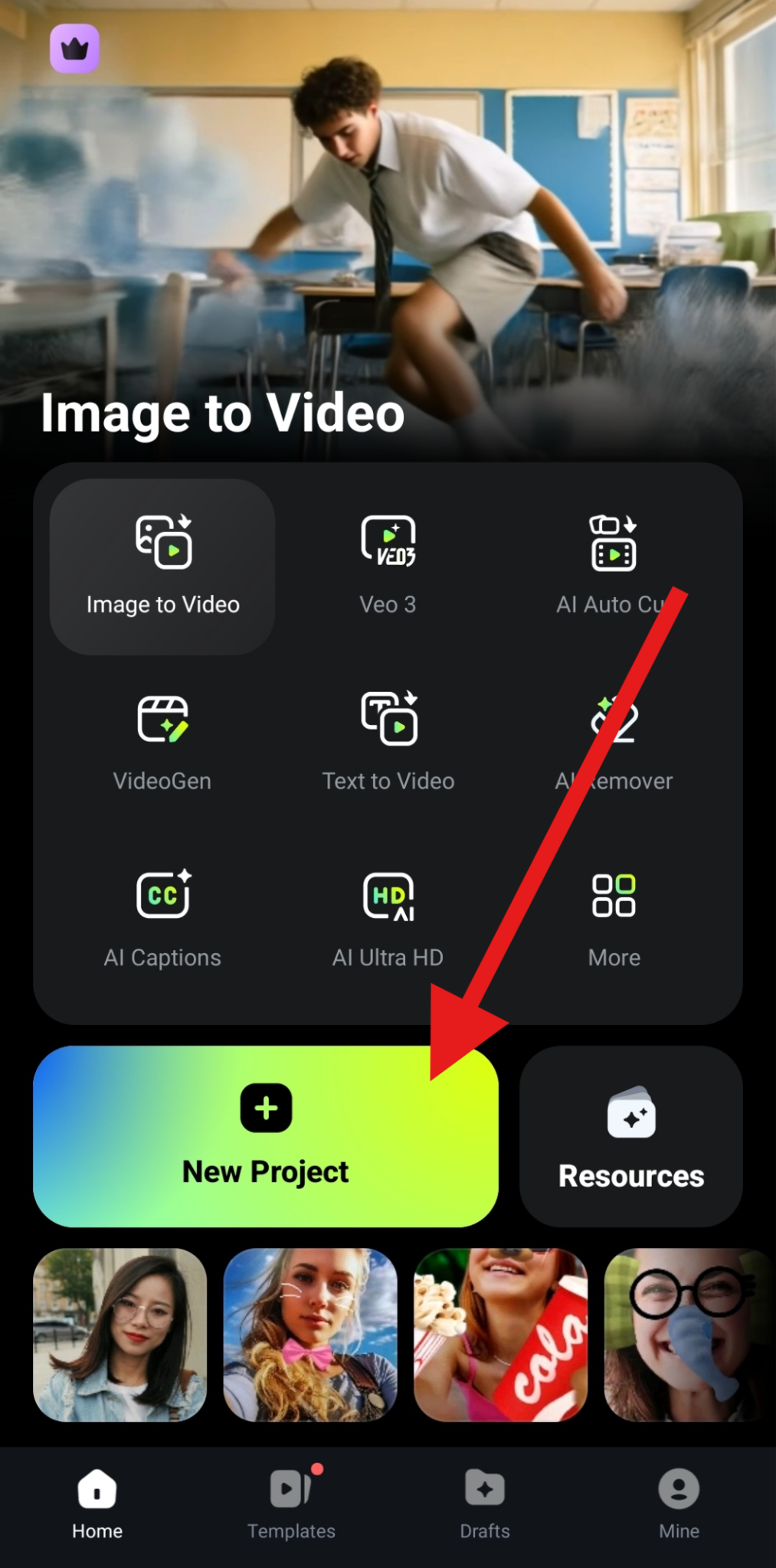 create a new project filmora mobile
