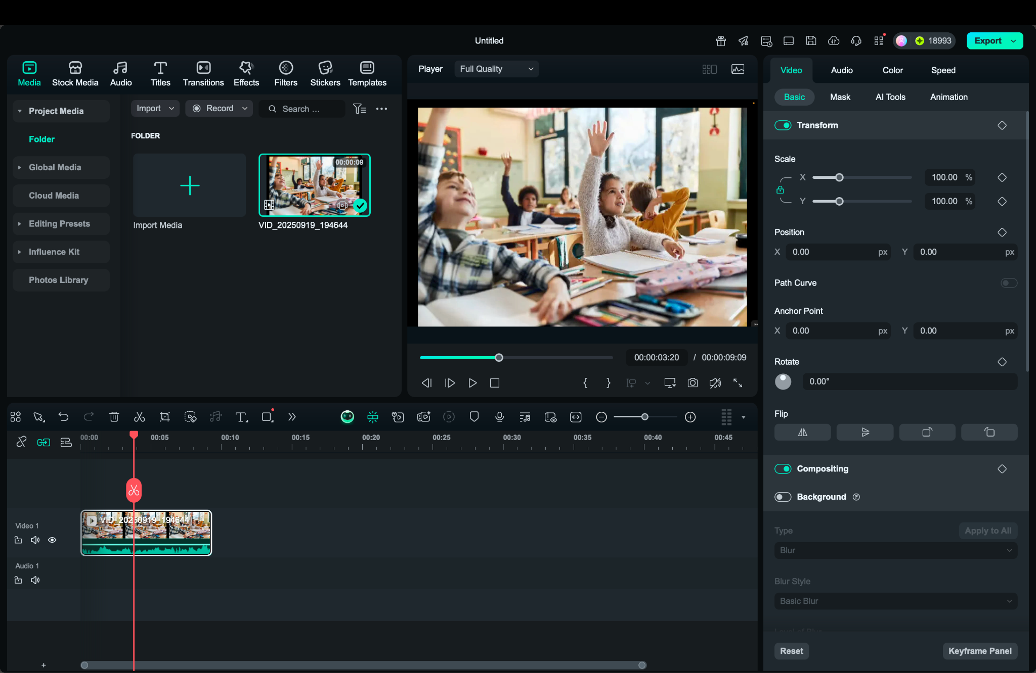 filmora timeline editing