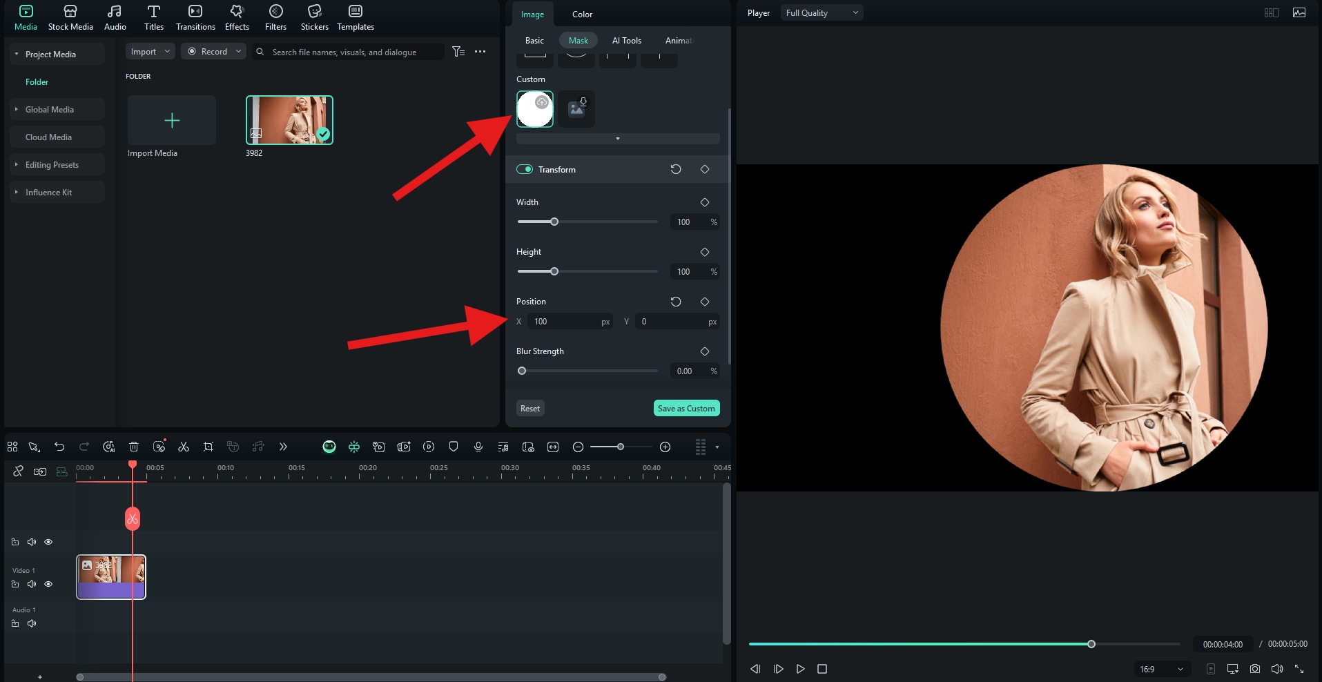use custom mask in filmora desktop