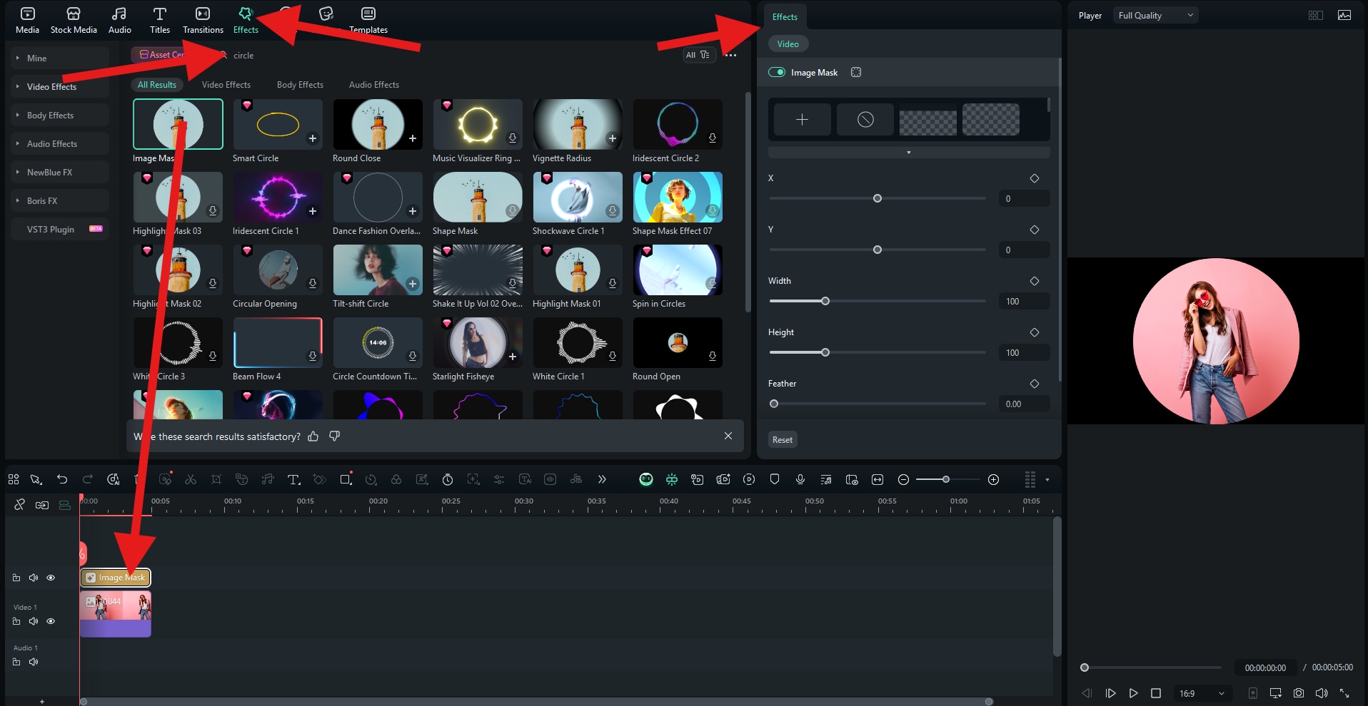 add circle mask effect filmora desktop