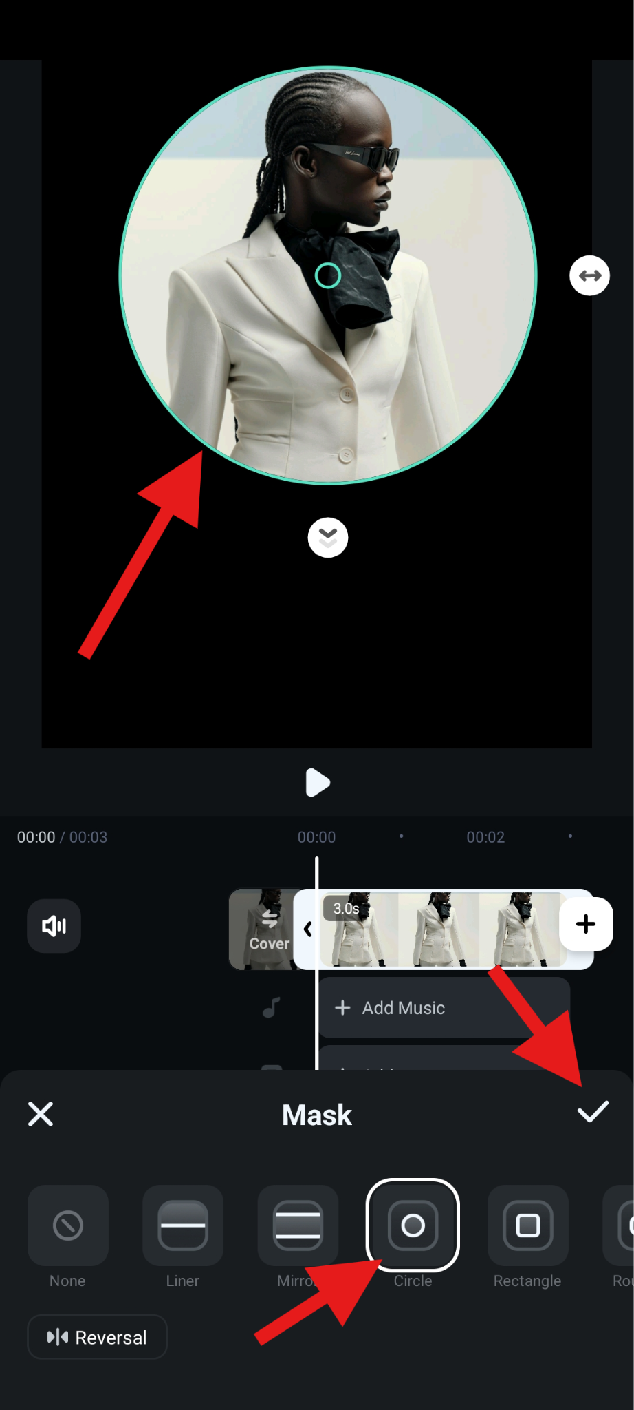 add circle mask to photo filmora