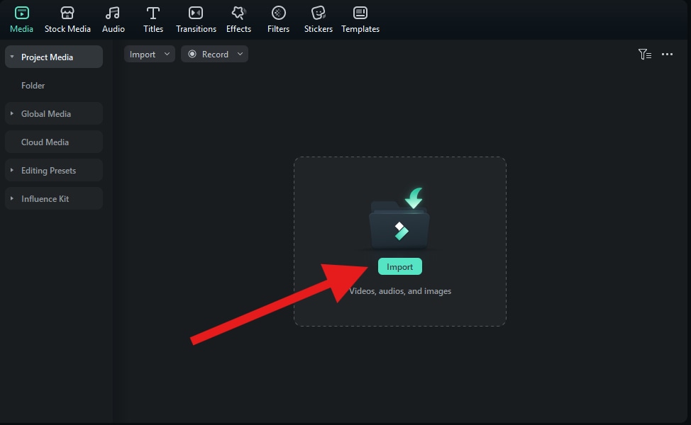 import photos to project filmora desktop