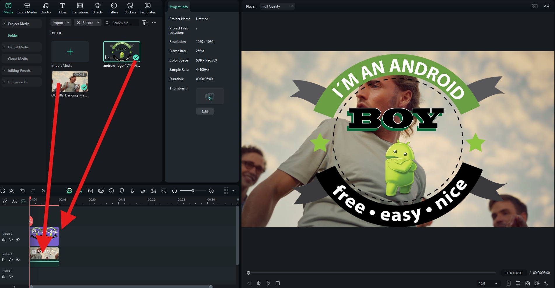 import video and logo watermark filmora