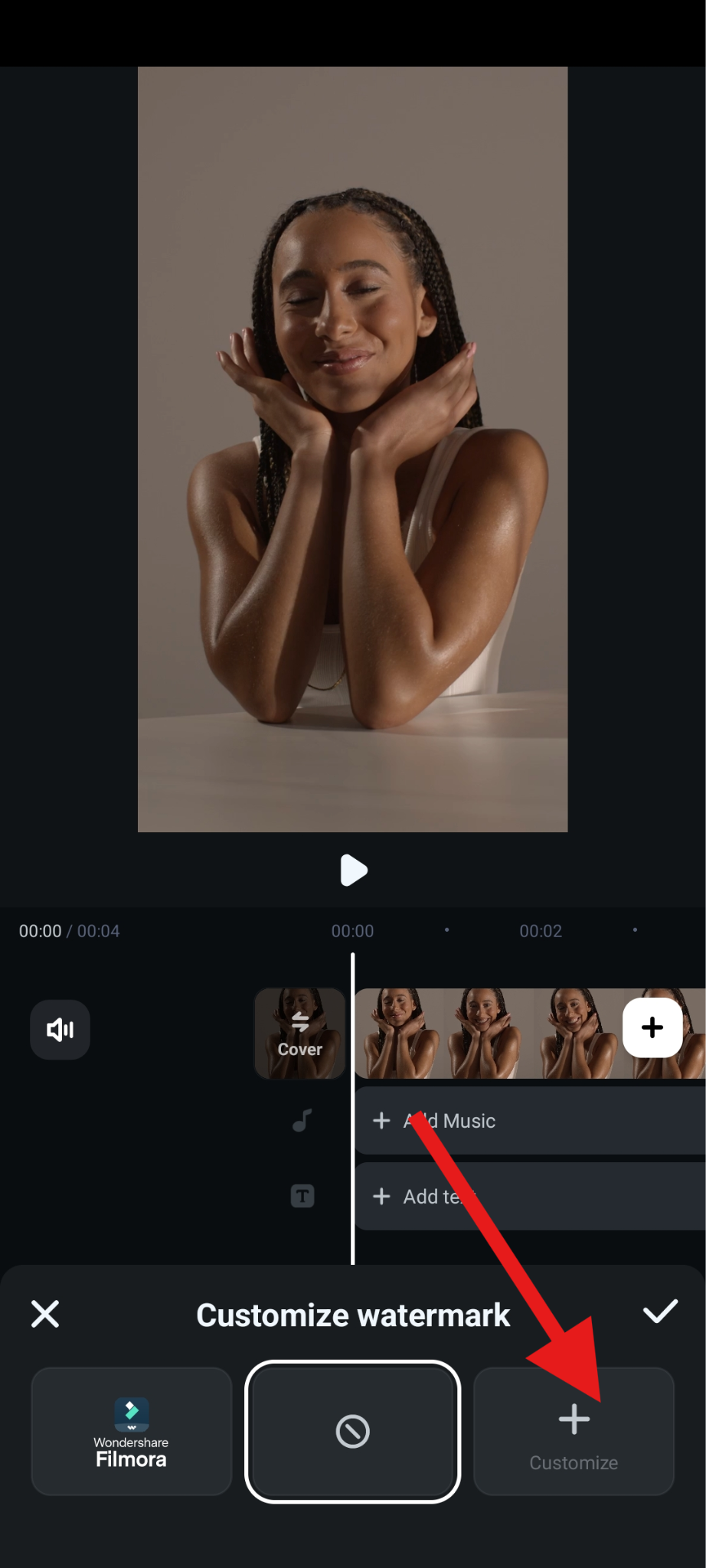 customize watermark in filmora mobile app