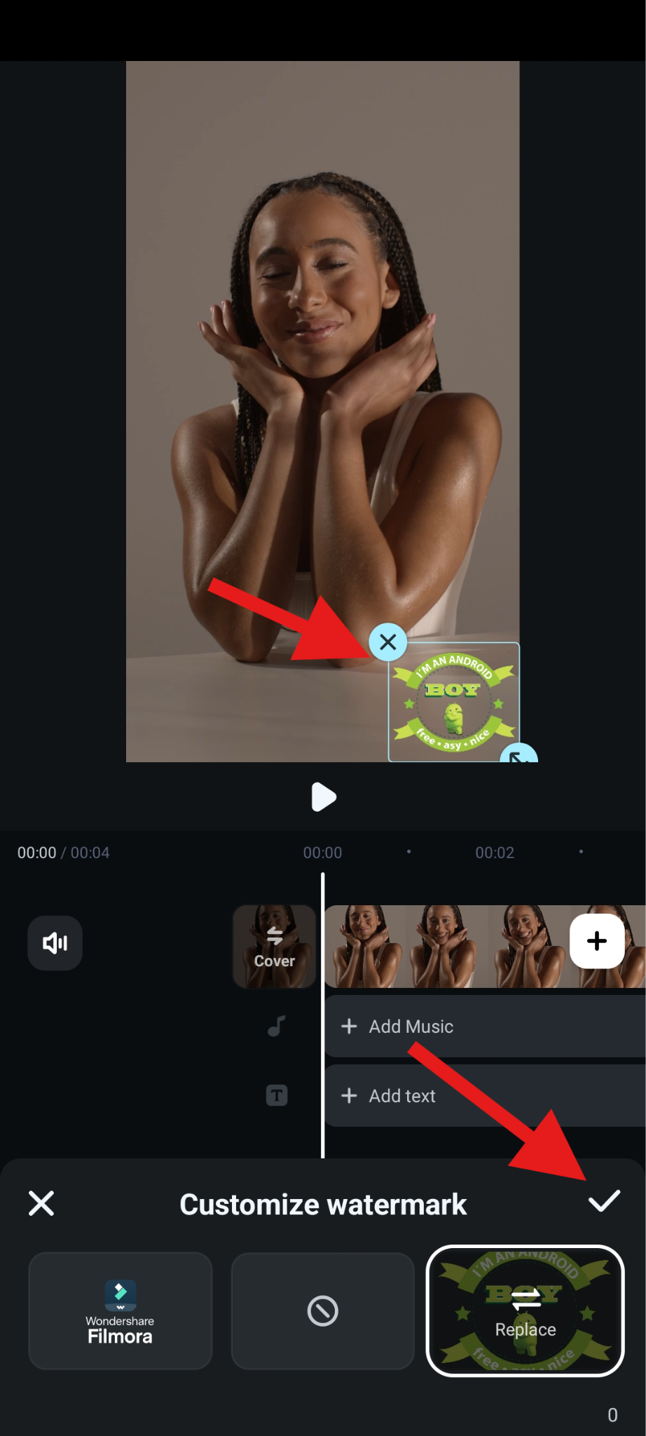 add watermark to video filmora mobile