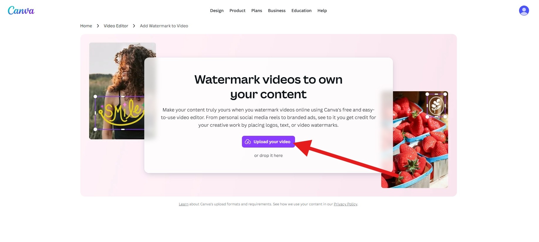add watermark to video online canva