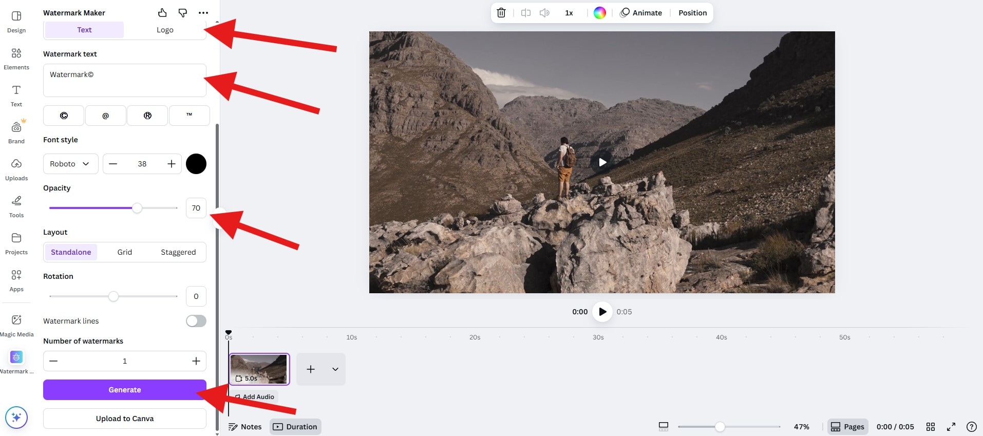 use watermark maker free online canva