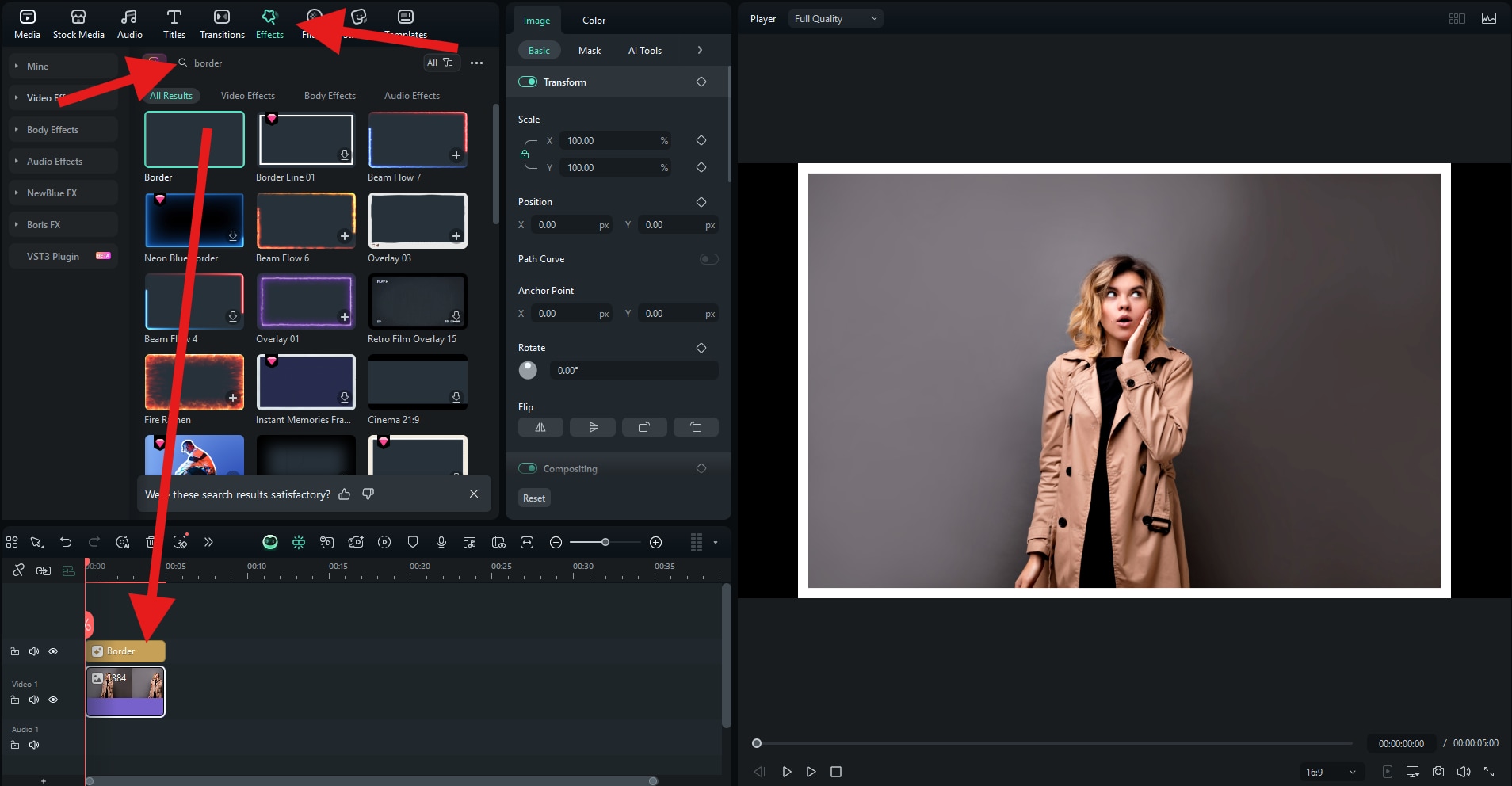 add white border to photo filmora