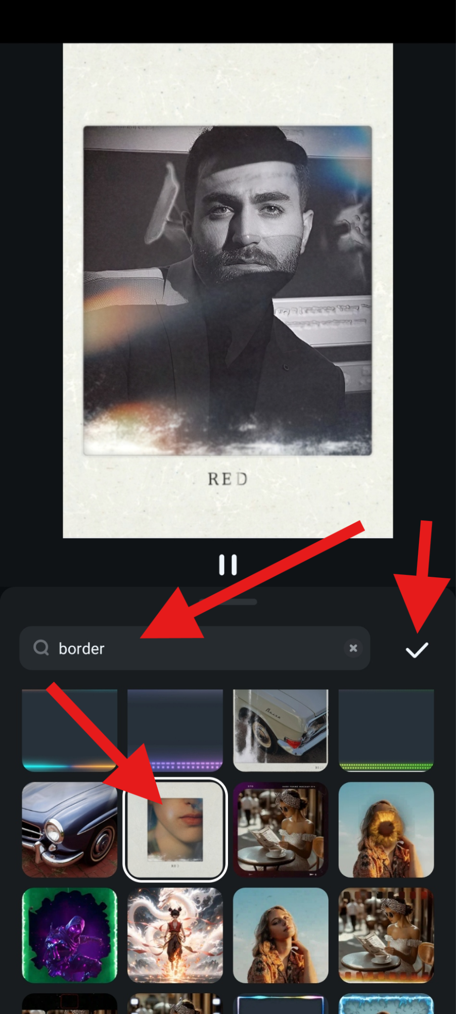 use border effect in filmora mobile