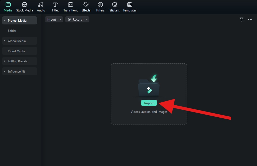 import media to project filmora desktop
