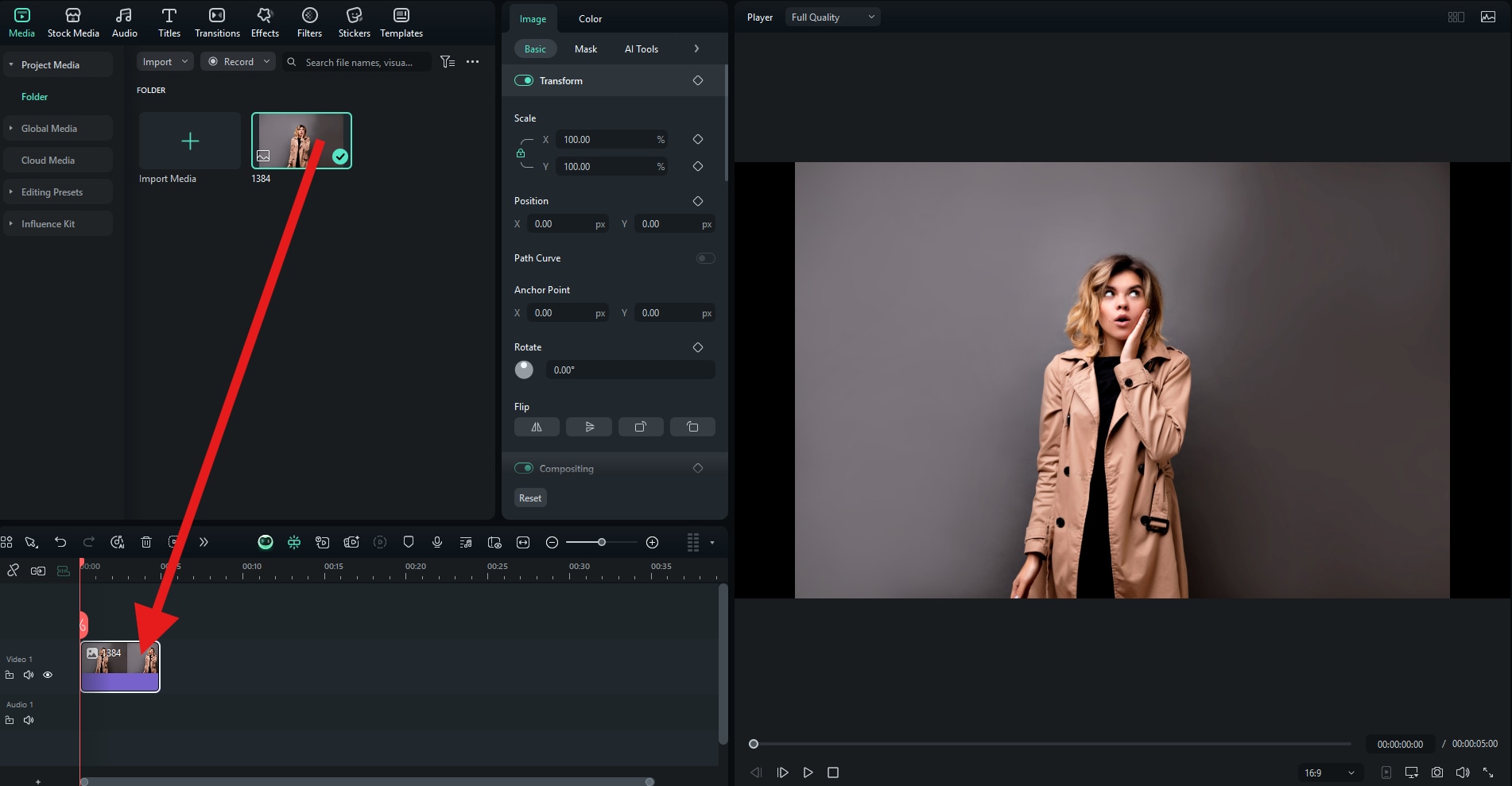 drag media to timeline filmora desktop