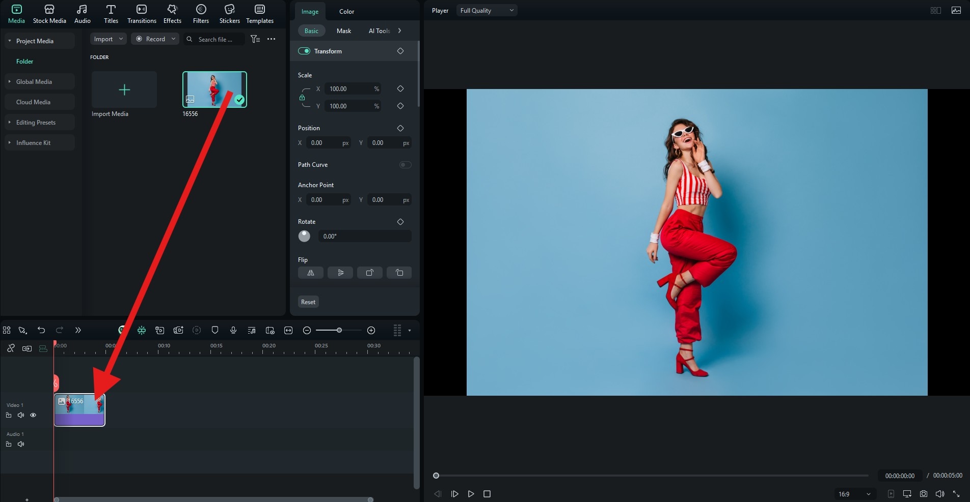 drag photo to filmora desktop timeline