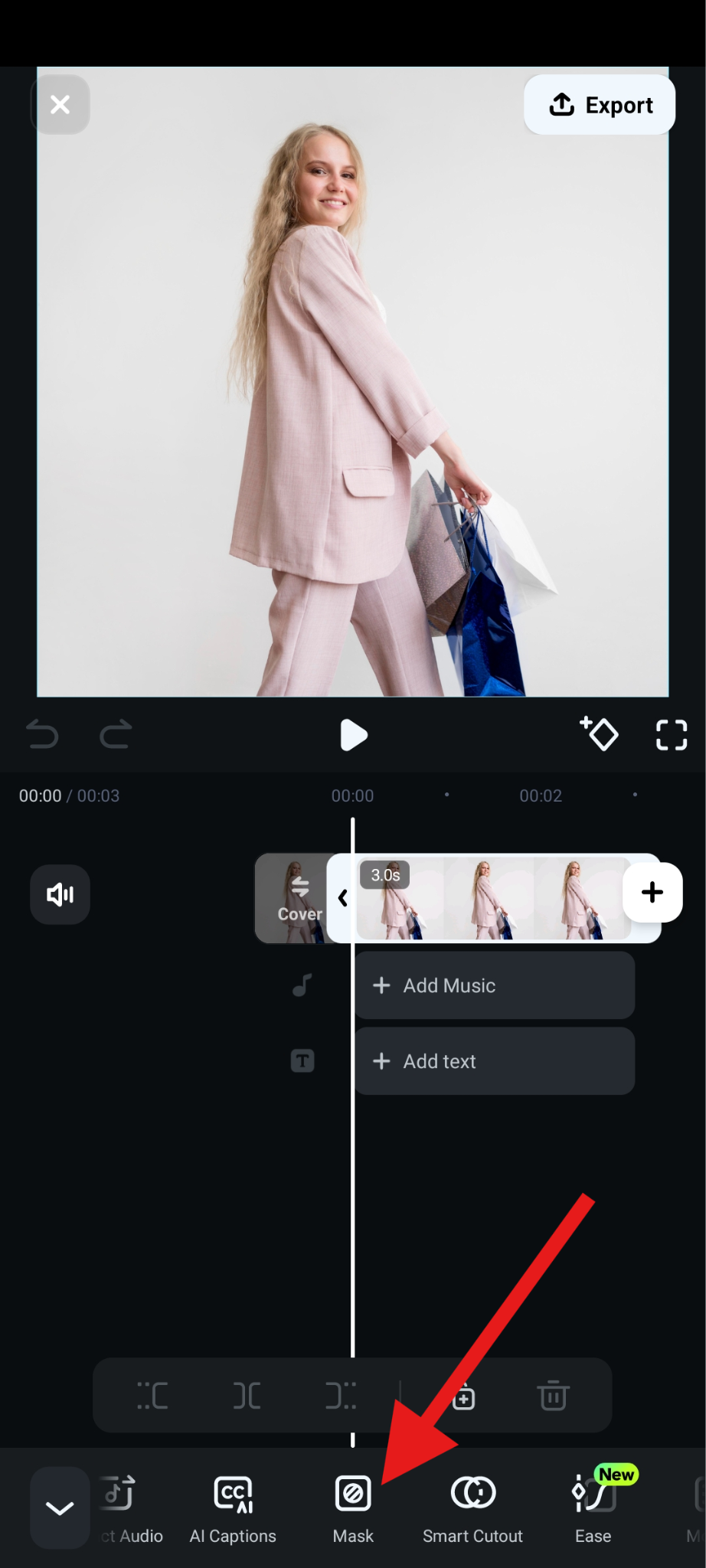 tap to use mask feature filmora