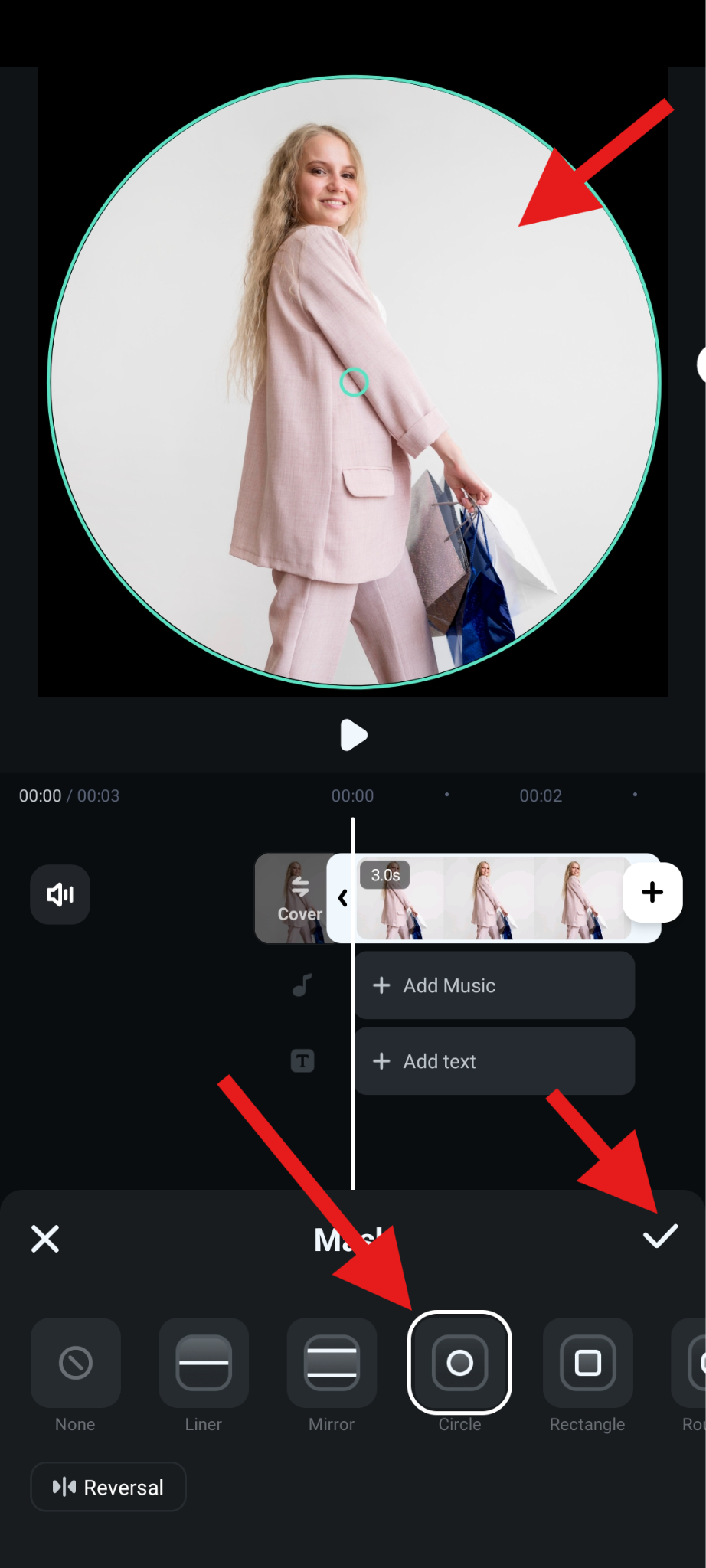 use circle mask feature filmora mobile