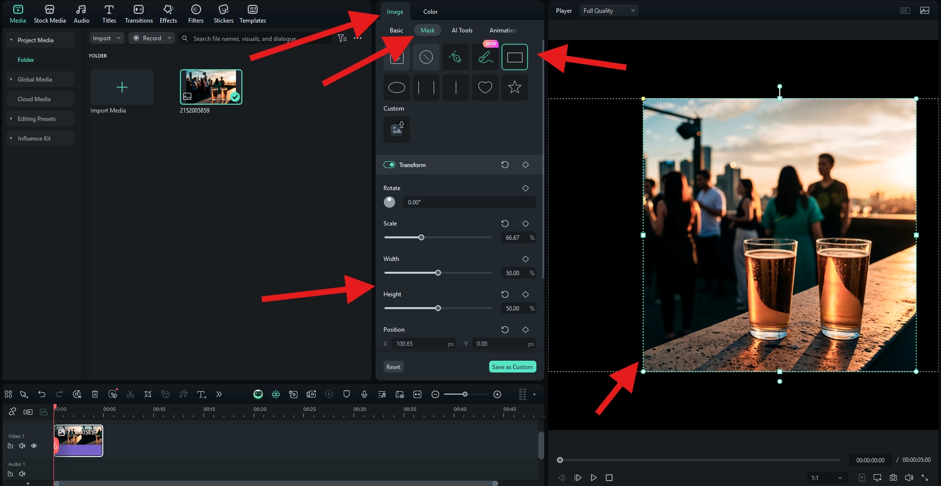 use image masks turn photo square