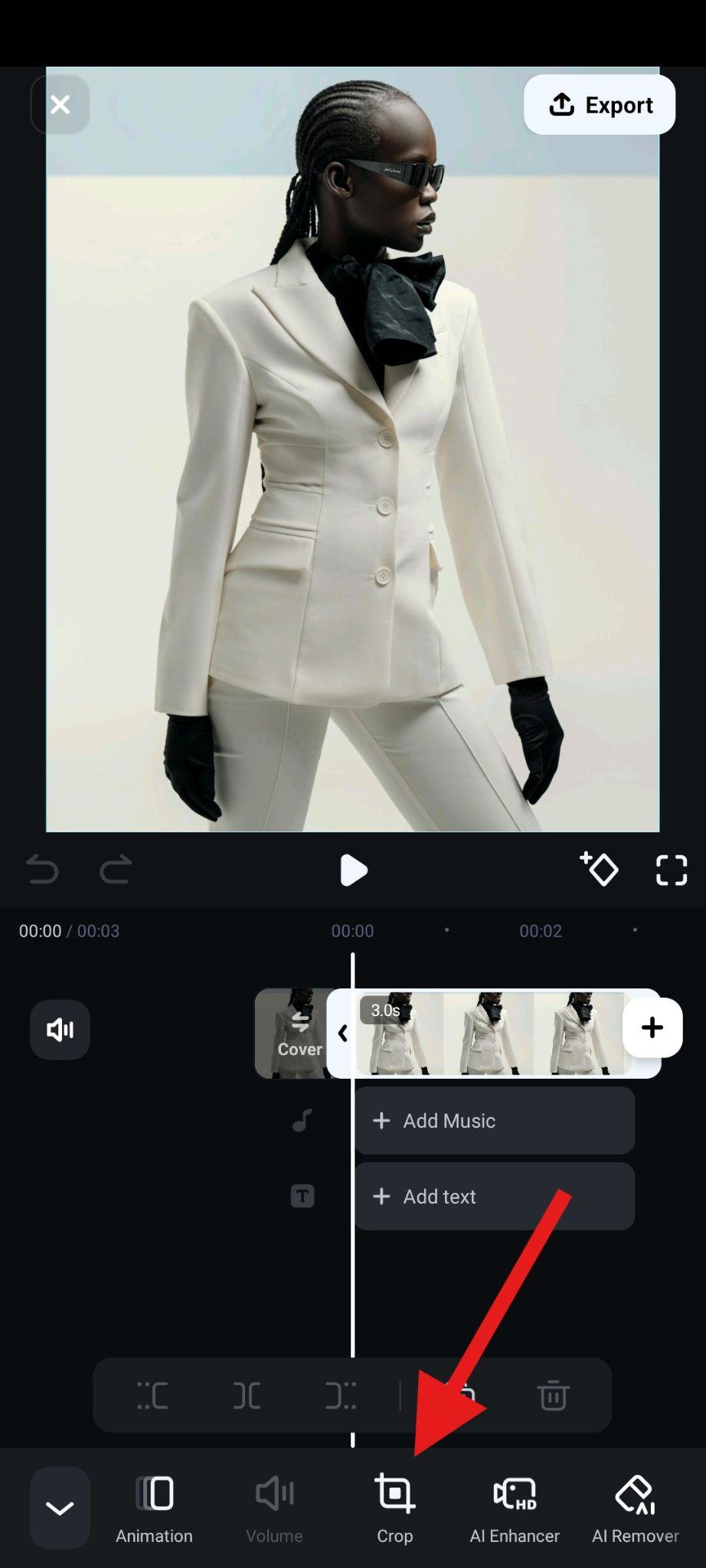 use crop feature filmora mobile app