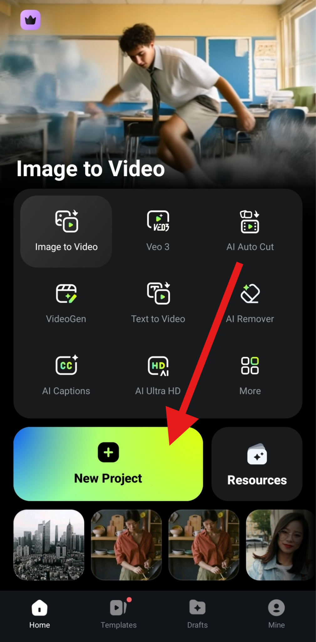 create a new project filmora mobile