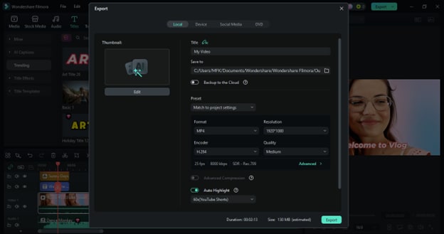 export mp4 video