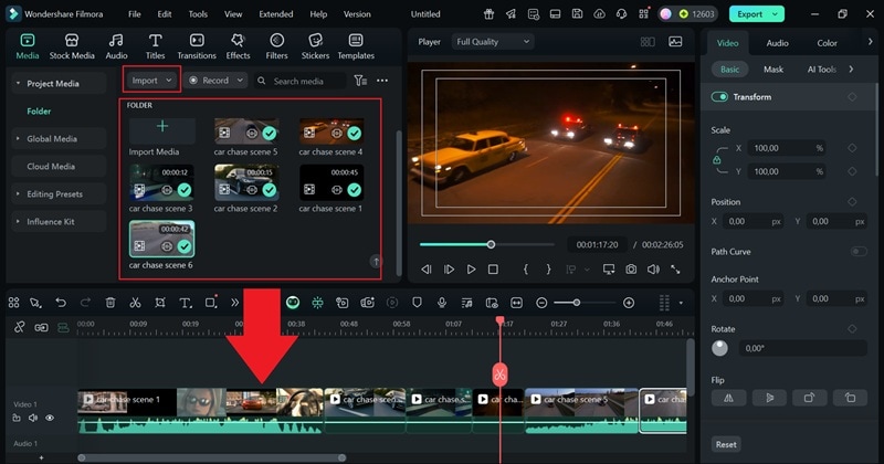 import your clips in the right order