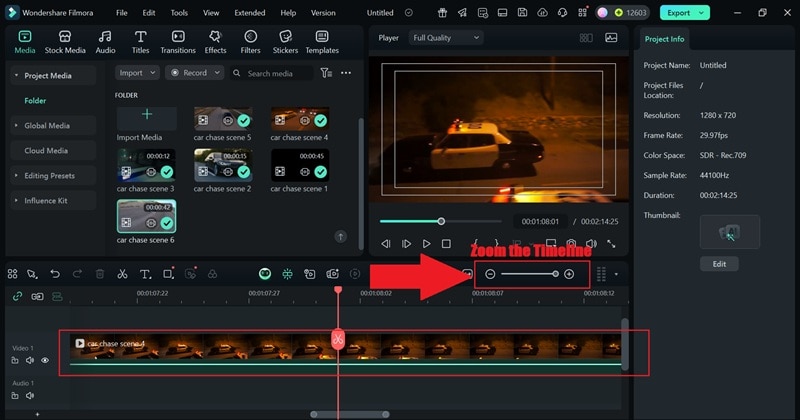 zoom the timeline for better precision