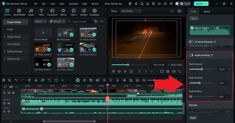 use audio ducking for balanced audio