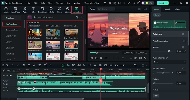 create unique intro using filmora template
