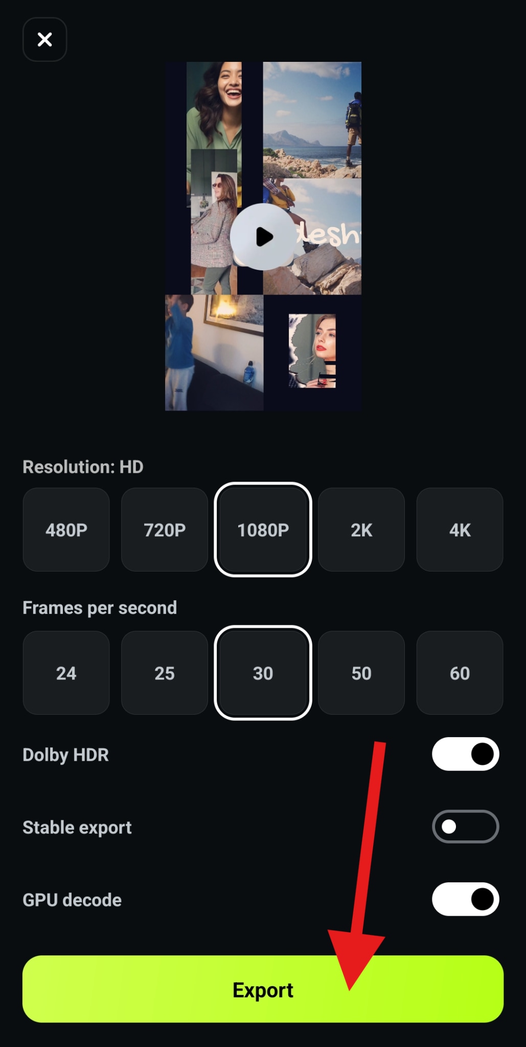 review exporting options and export video