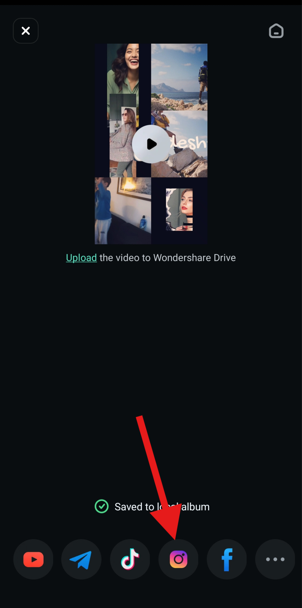 share video from filmora to Instagram