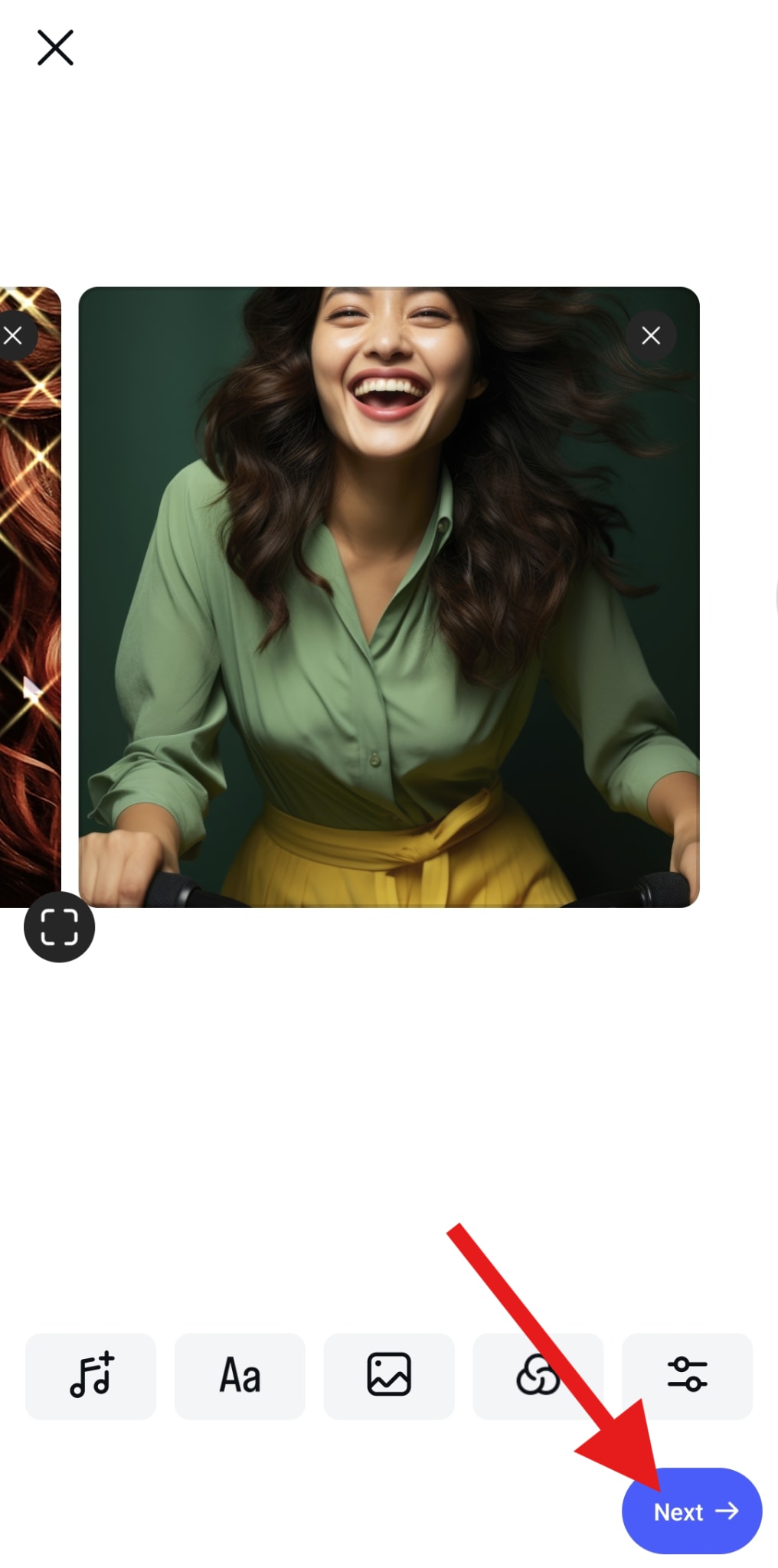 customize post and tap next Instagram
