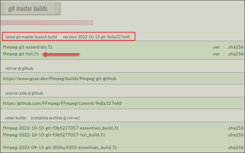 Git master builds