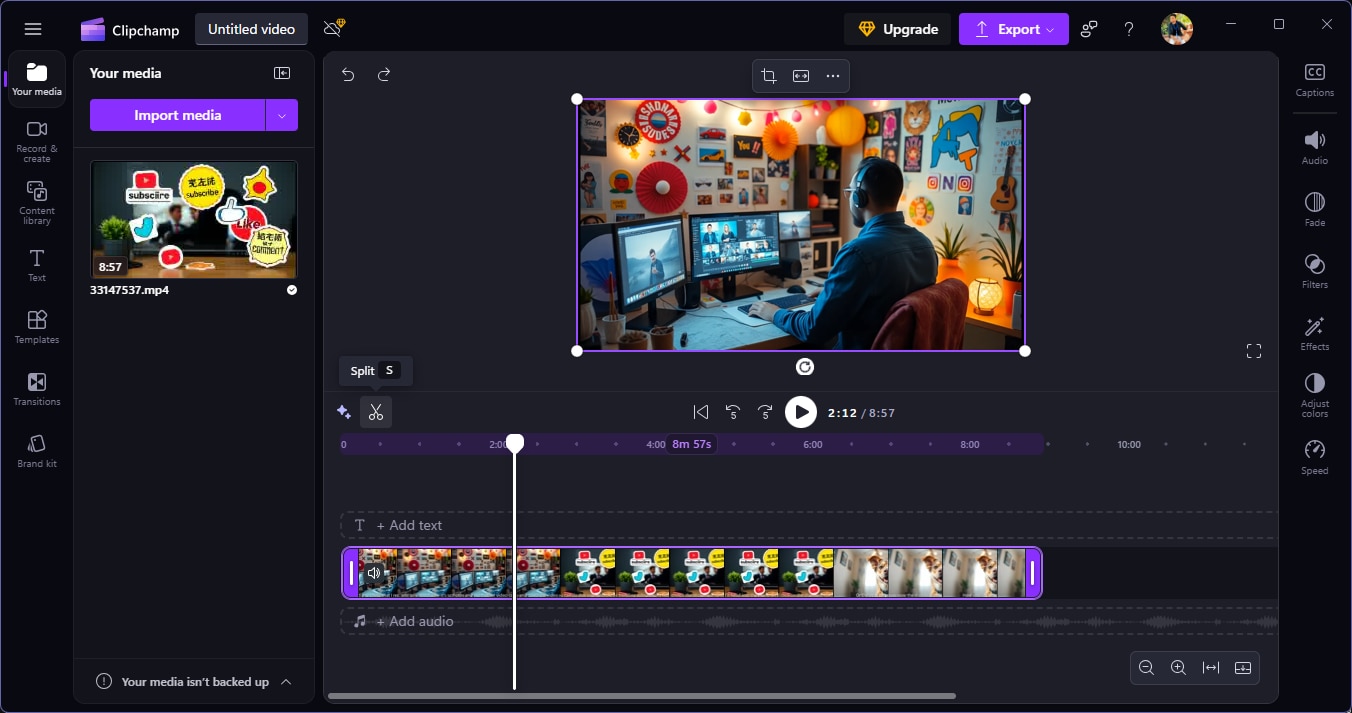 split video in clipchamp