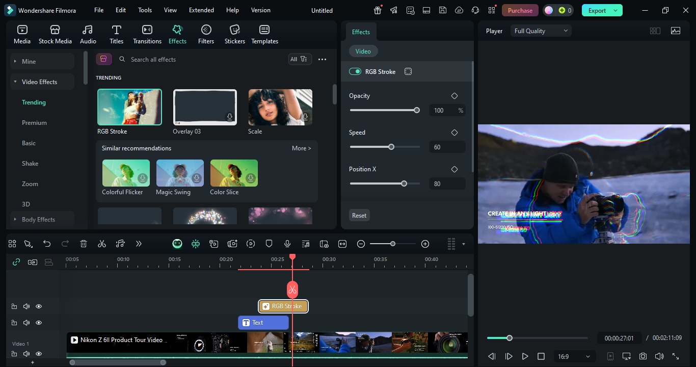 add filters in filmora