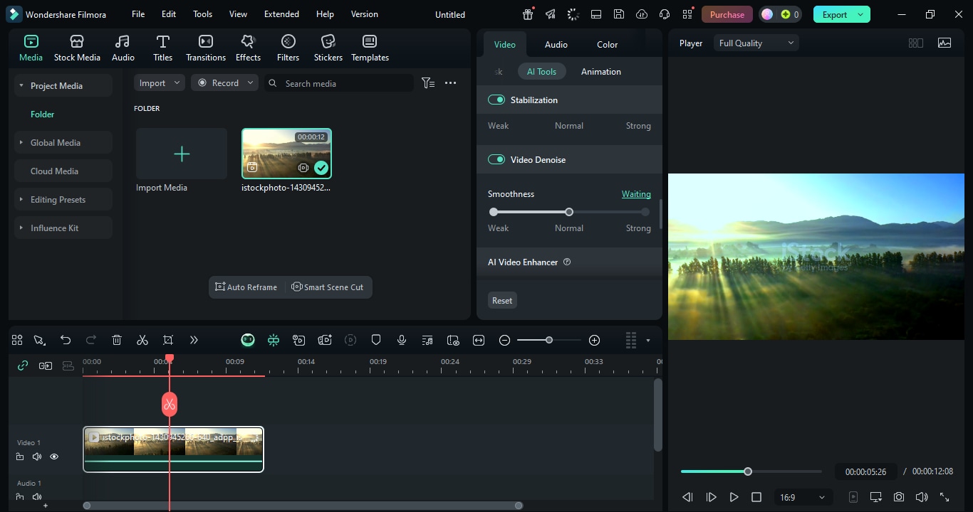 video denoise in filmora
