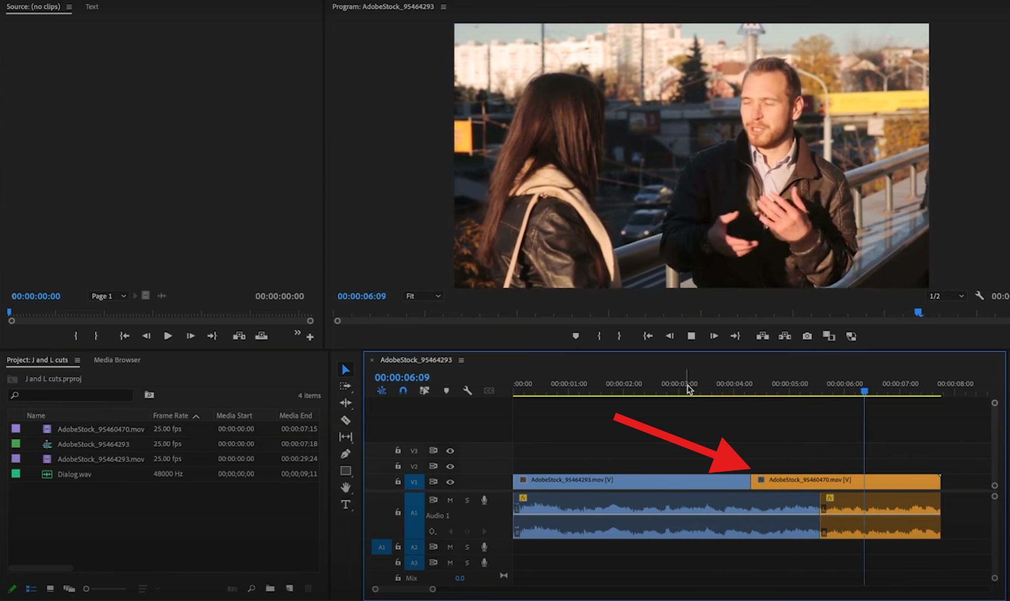 create l cut in premiere pro